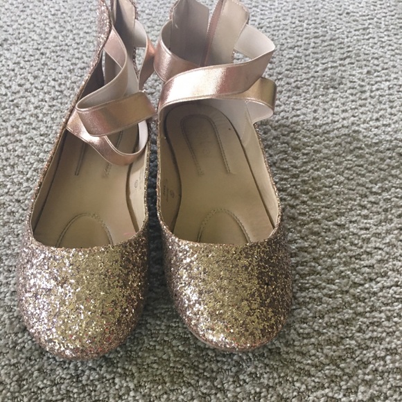 rose gold glitter ballet flats